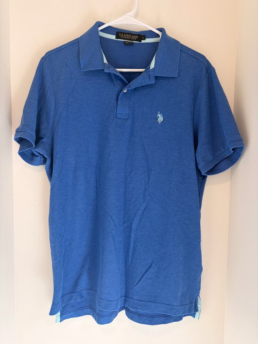 U.S. Polo Assn. Ultimate Pique Blue Polo Shirt Short Sleeve Men's L